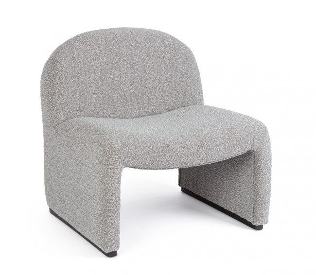 Poltrona Soggiorno 71x69x72,5 cm Babila in Bouclè Grigio