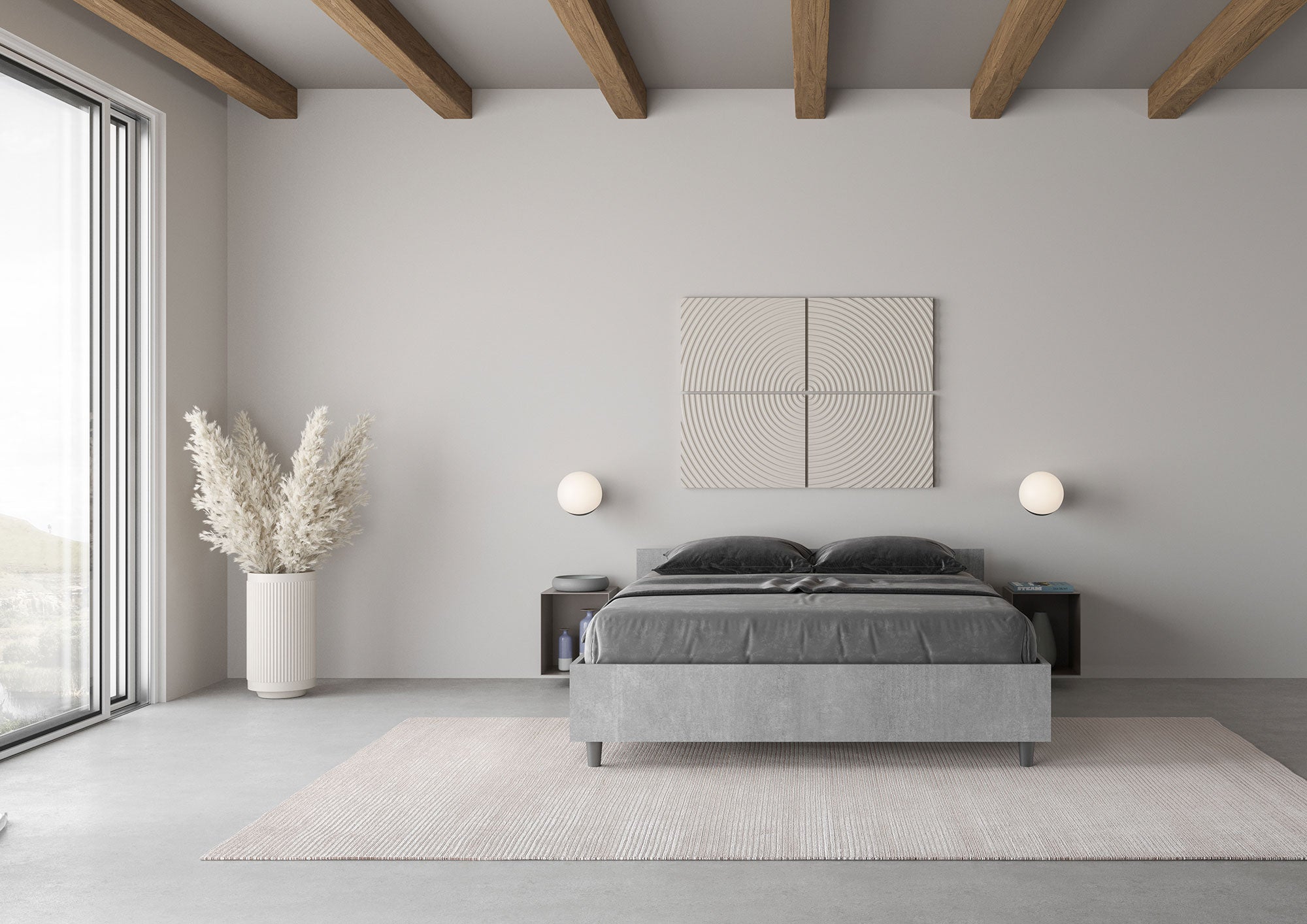 Letto Matrimoniale Francese 140x200 cm Senza Rete Nuamo Grigio...