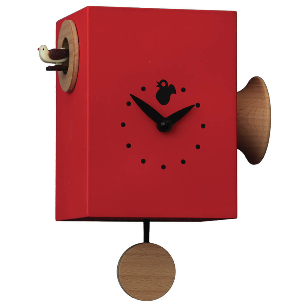 Orologio a Cucù da Parete 15X16X11Cm Pirondini Italia Trombettino Rosso