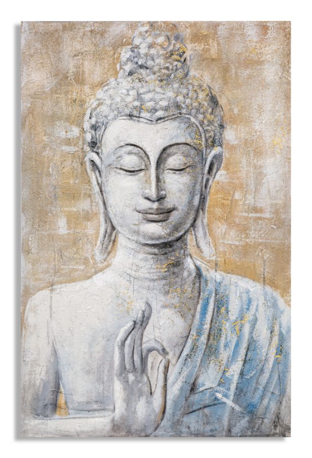 Dipinto su Tela Buddha Light 80x120x3 cm Cornice in Legno di Pino Multicolor...