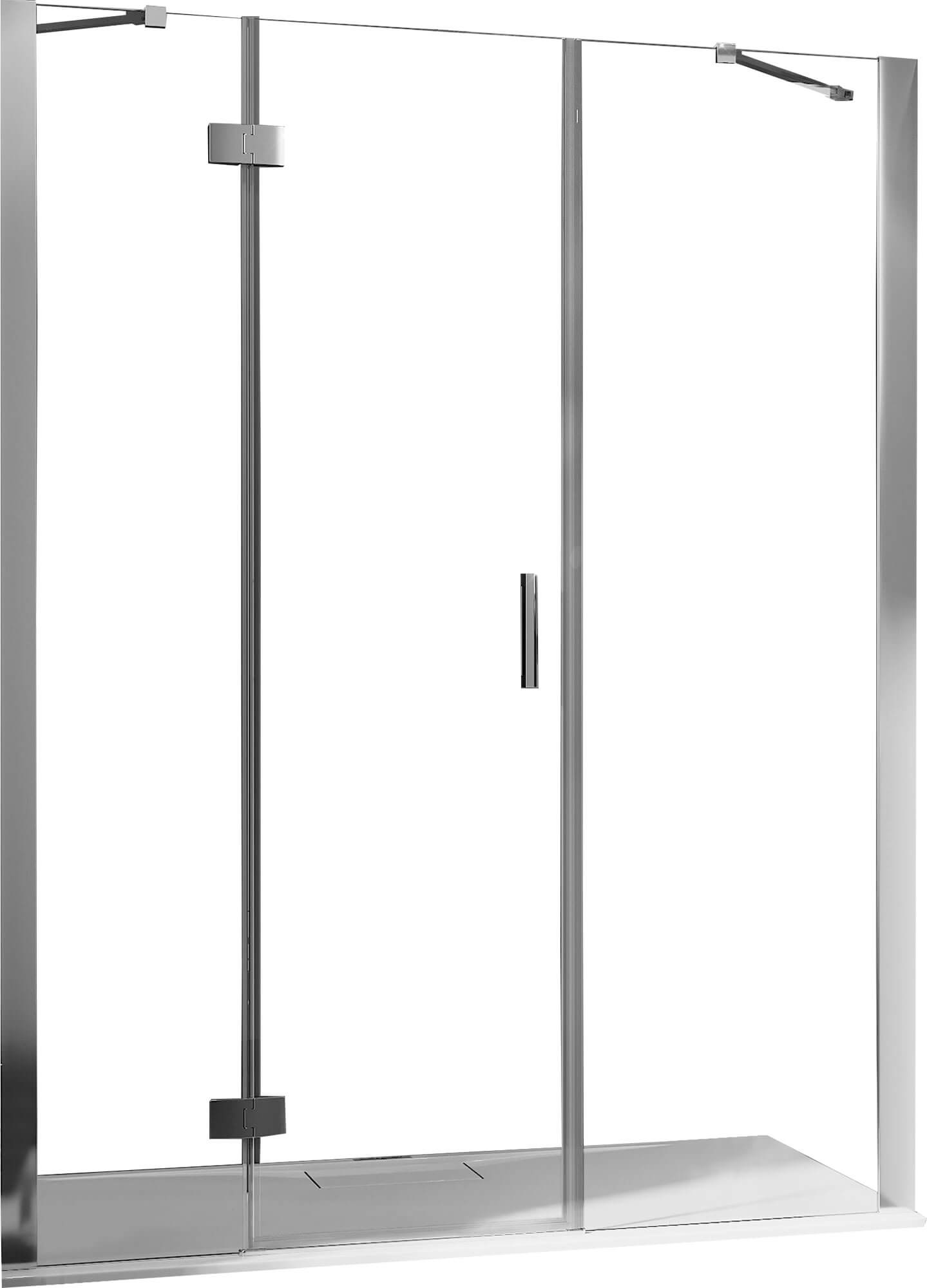 Porta Doccia 145 cm 1 Anta Battente in Cristallo Trasparente 6mm H190 Fosterberg Herning...