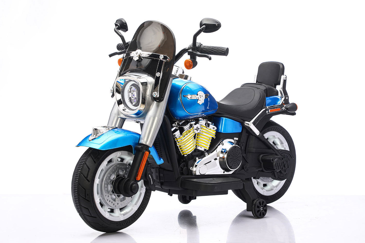 Moto Elettrica per Bambini Cruiser Acceleratore a Manubrio 12V 7Ah Blu Metallizzato