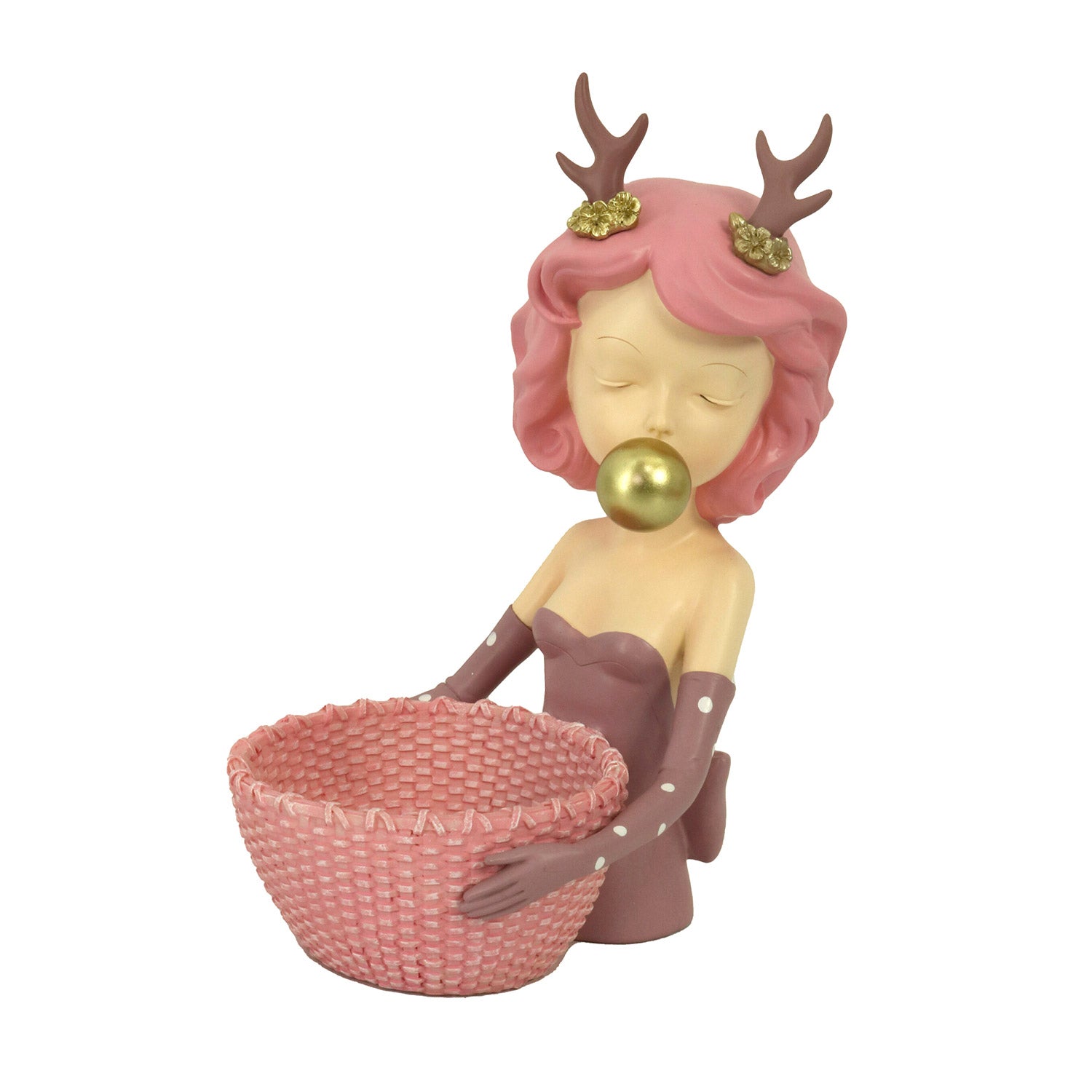 Image of Statuina Donna in Resina rosa cm 21x15,8xh29,3
