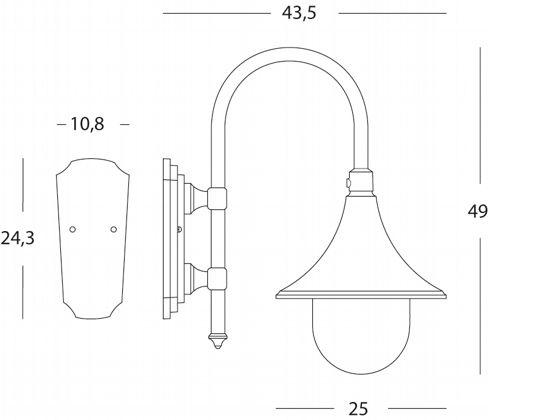 Lampada Applique in Basso Colore Nero per Esterno Linea Lampara Sovil