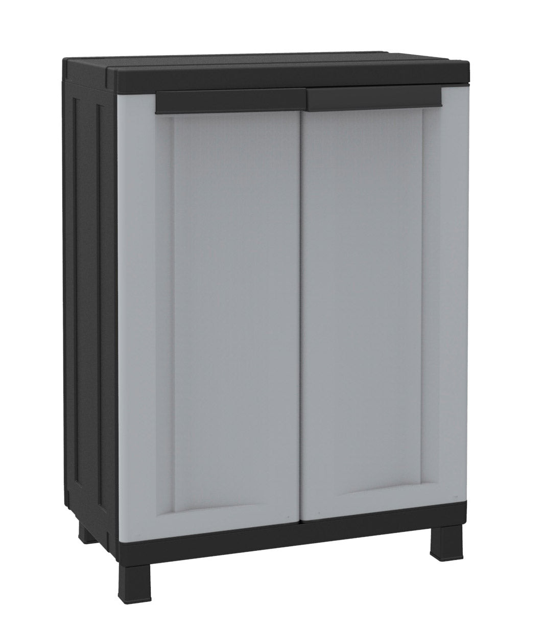 Armadio Modulare da Esterno 68x39x91,5 cm 2 Ante 1 Ripiano in Polipropilene Twist Grigio e Nero...