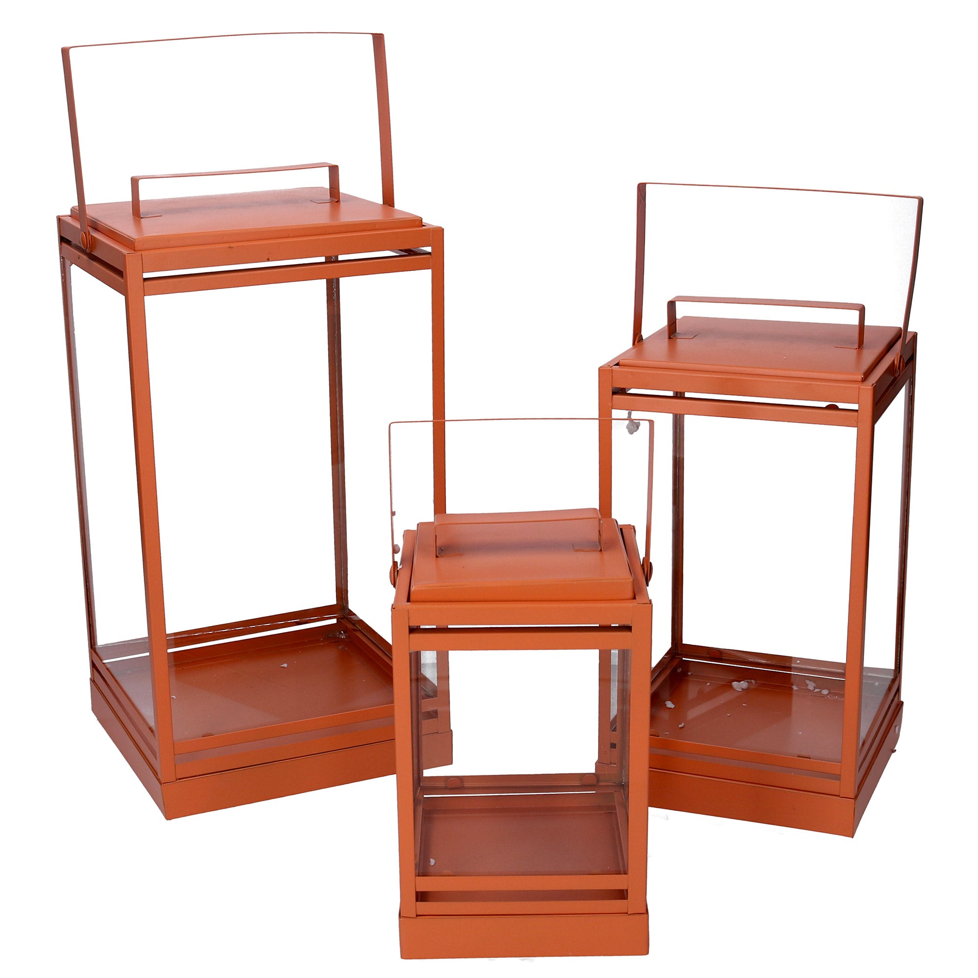 Image of Set 3 Lanterna in metallo arancione