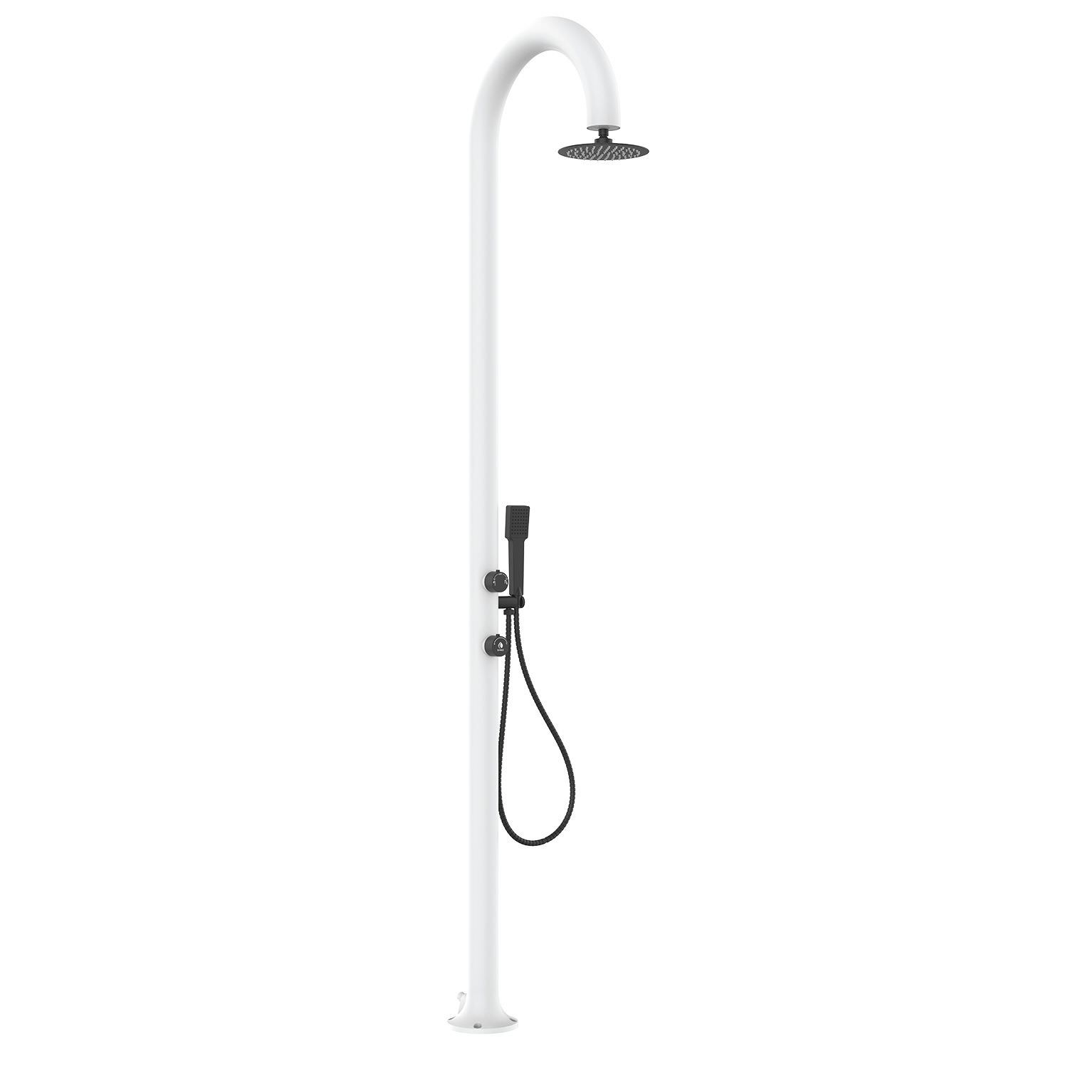Doccia da Giardino in Alluminio con Doppio Attacco Acqua Sined Luna Alu Bianco