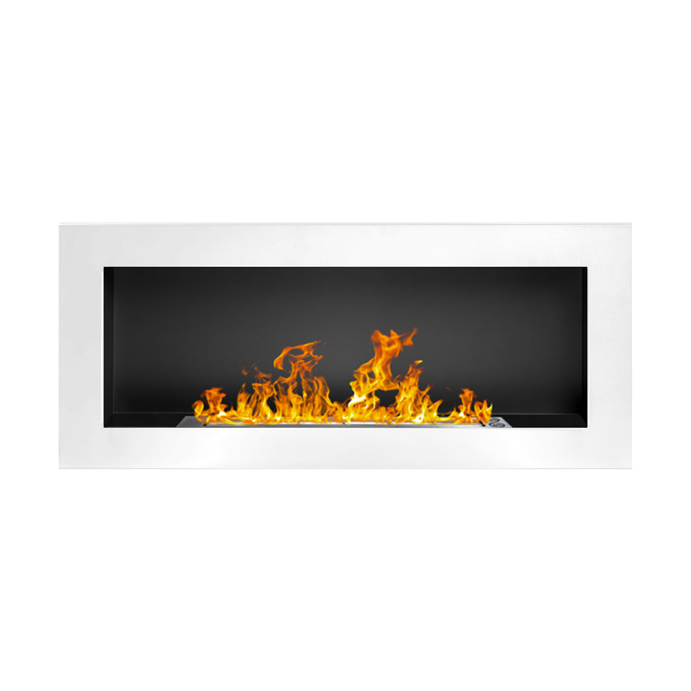 Camino a Bioetanolo da Parete o Incasso 90x12x40 cm Lucca Bianco
