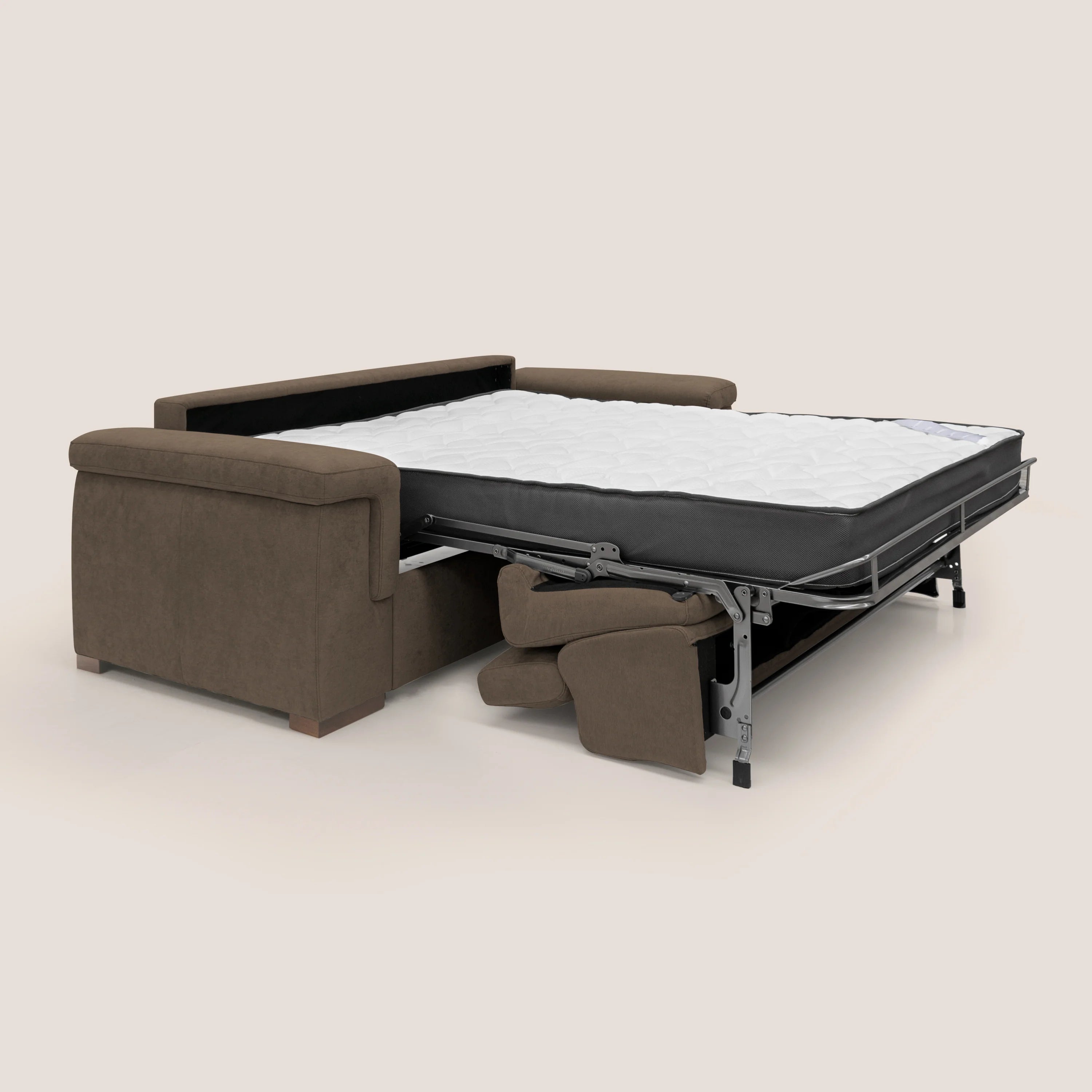 Divano Letto 3 Posti 220x100x95 cm in Tessuto Marrone