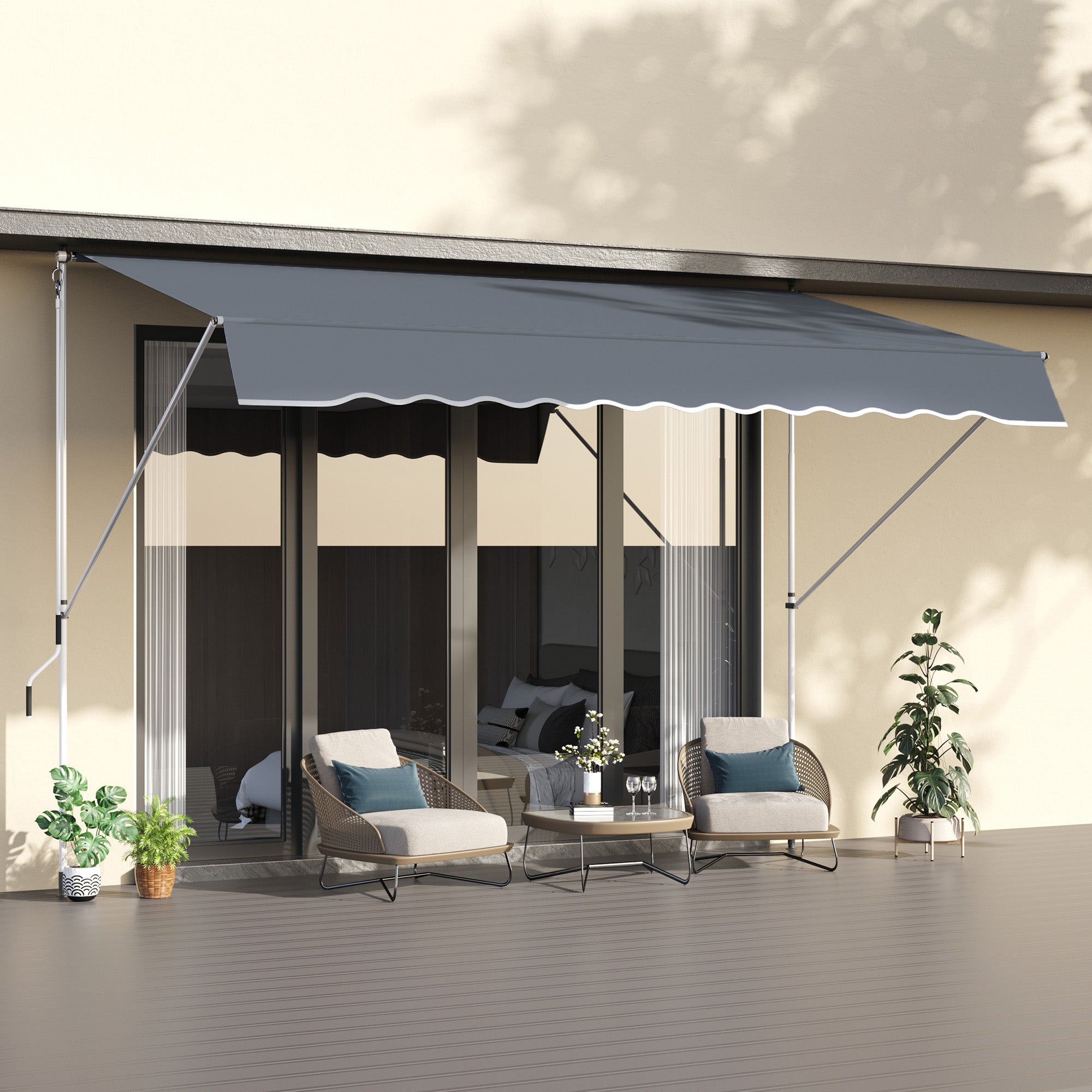 Tenda da Sole a Bracci Avvolgibile 400x120H cm con Struttura Telescopica Grigio...