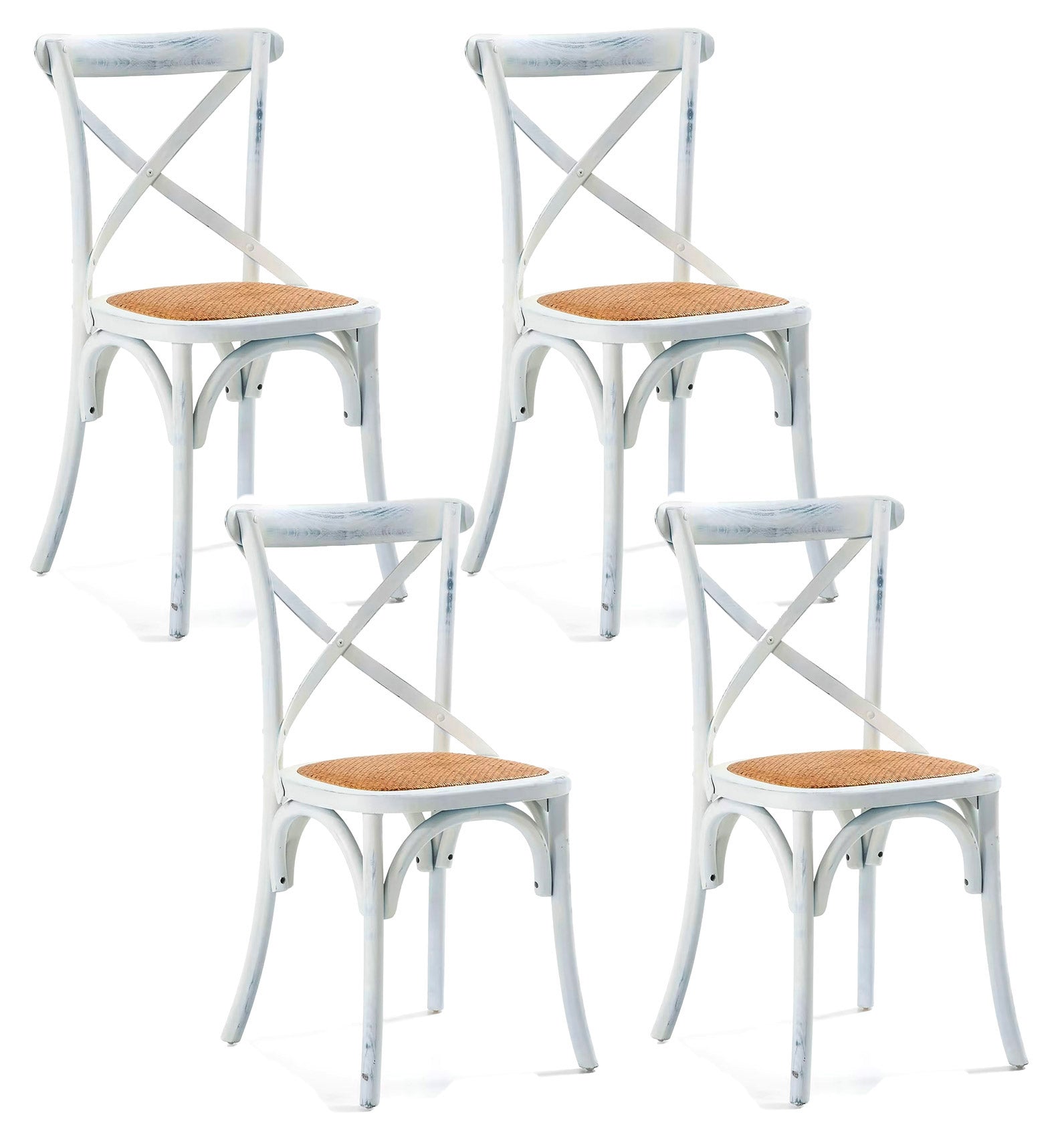 Image of Set 4 Sedie Seduta in paglia 80x50x52 cm in Legno di Faggio Pompei Wood Bianco