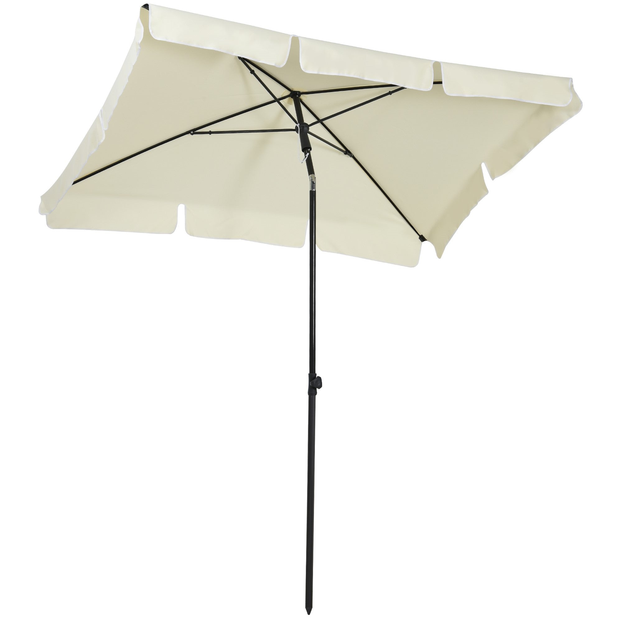 Ombrellone da Giardino 2x1.25 m Palo Ø28 mm in Alluminio Inclinabile Crema