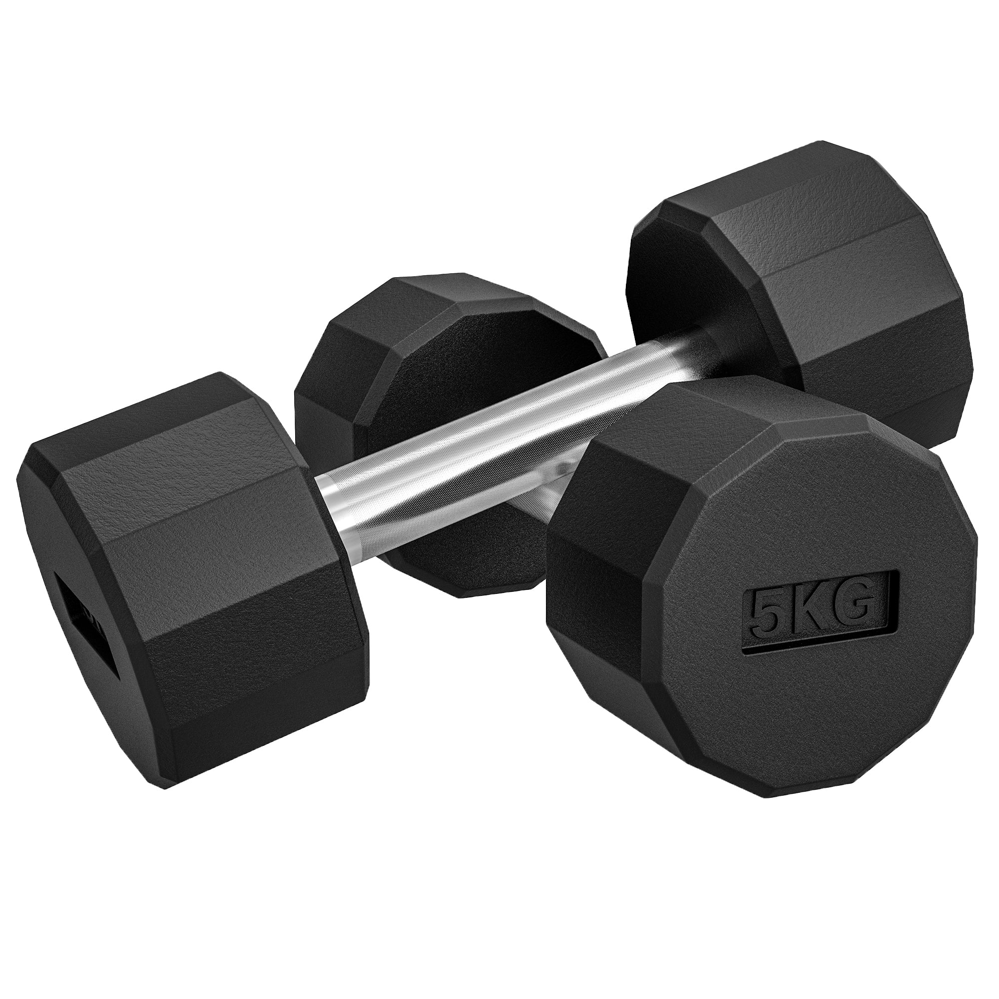 Image of Set 2 Manubri Palestra 5 kg Pesi esagonali Manico in Acciaio Nero
