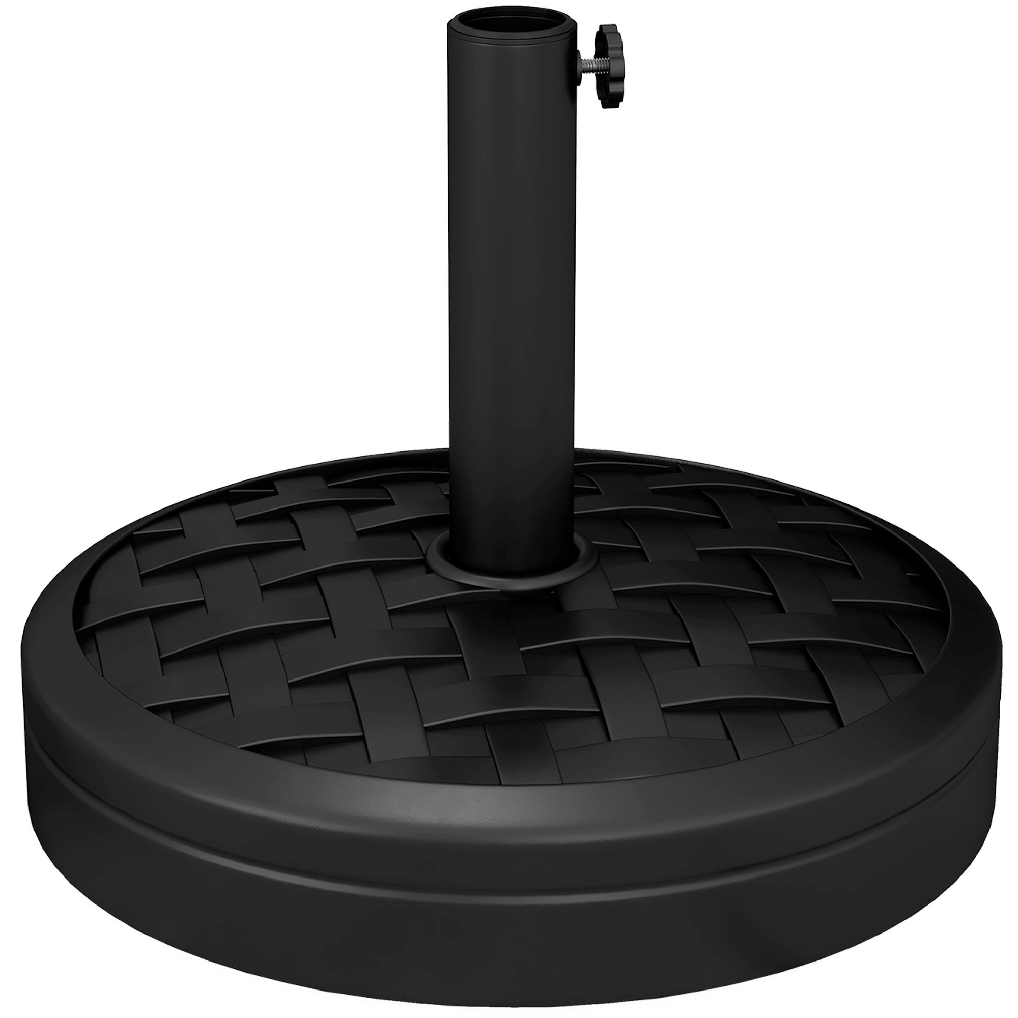 Base per Ombrellone Rotonda da 18kg Ø45x36 cm in HDPE Cemento e Acciaio Nero