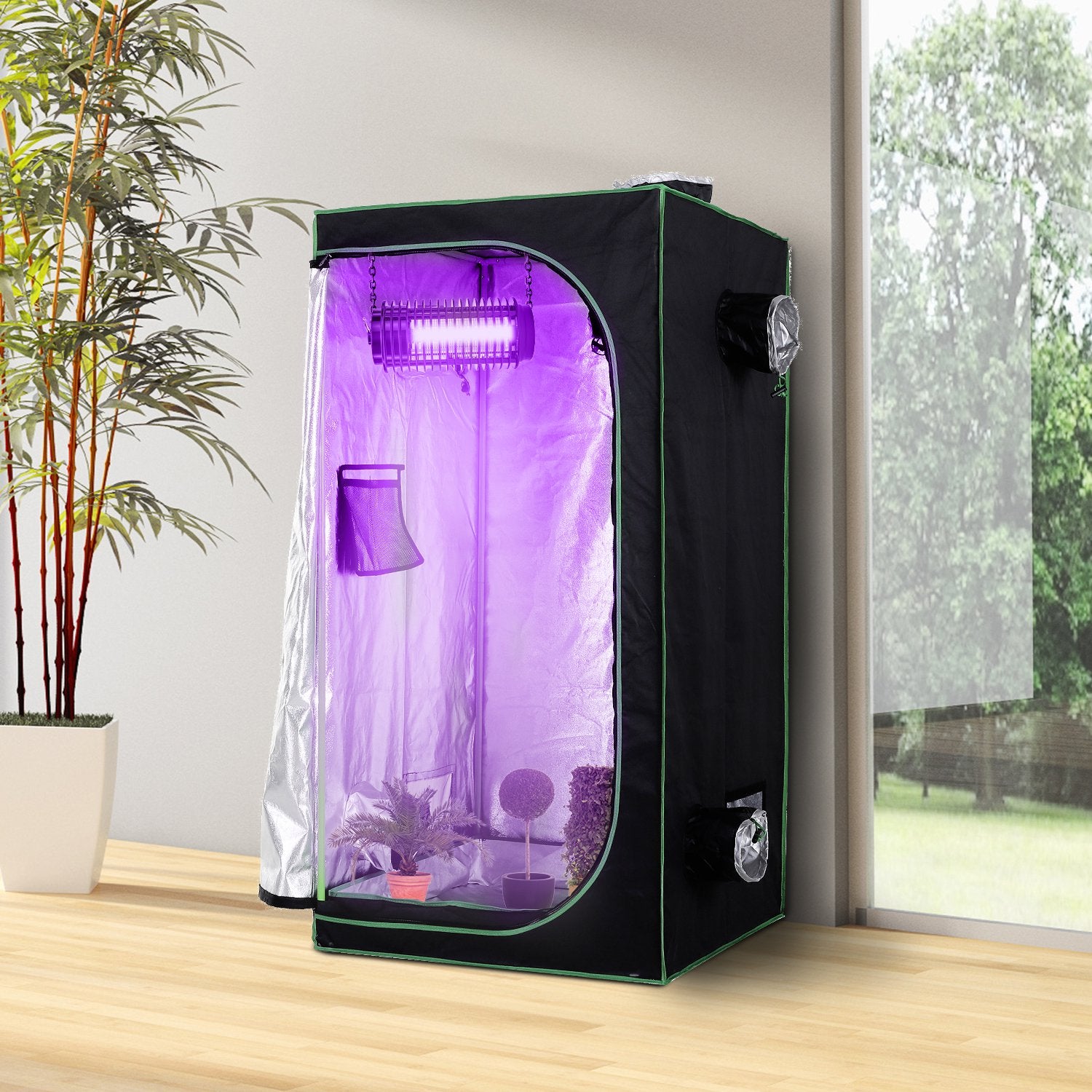 Tenda Coltivazione Idroponica Grow Box 80x80x160 cm con Cerniere Luci Illuminazione Mylar...