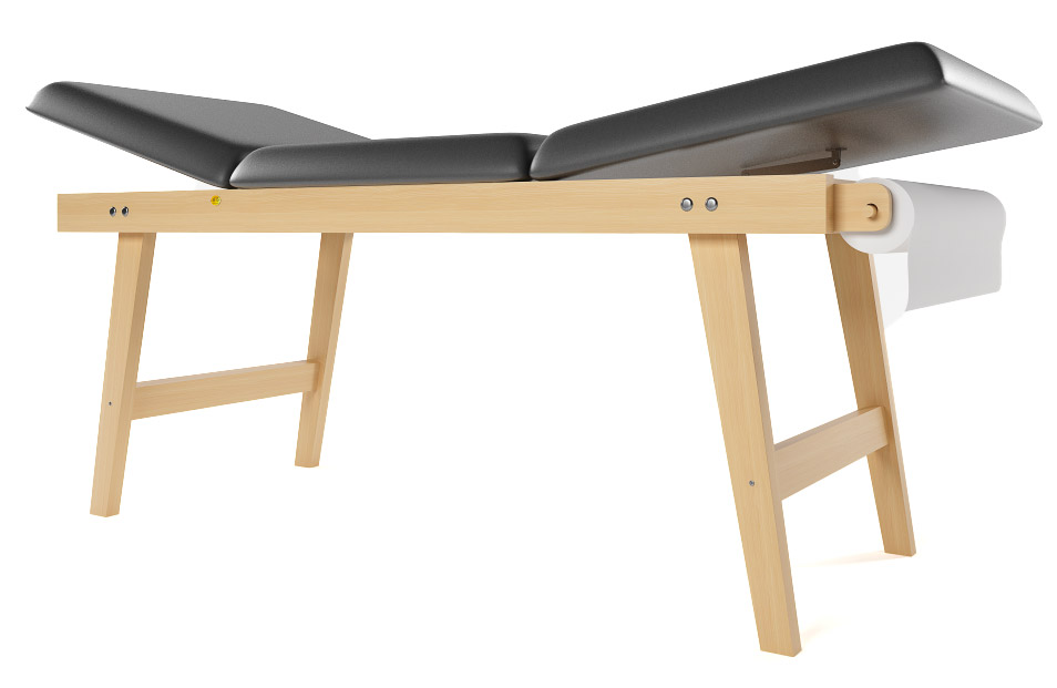 Image of Lettino da Massaggio Visita Fisioterapia Fisso 3 Sezioni 190x70x75 cm 200 Kg Giano Nero
