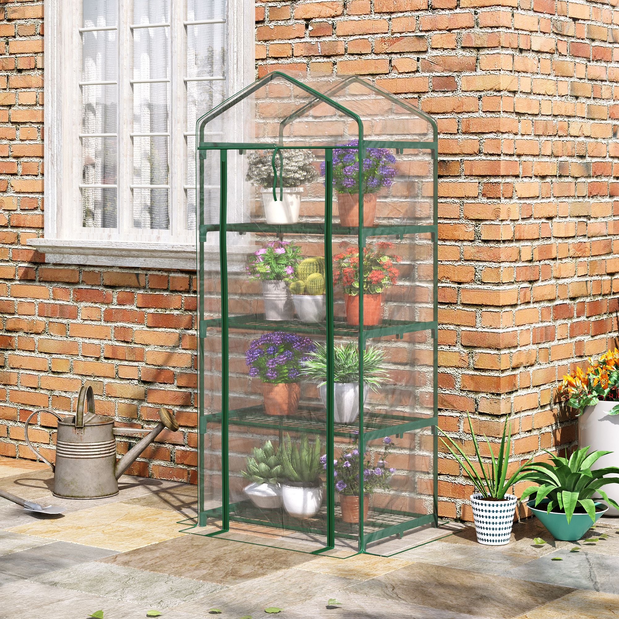Serra da Balcone 4 Ripiani 70x50x160 cm Copertura in PVC Trasparente...