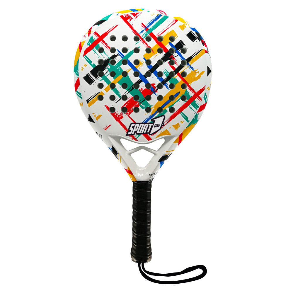 Racchetta Padel 26x3,8x46 cm in Carbonio e Fibra di Vetro Bianca...