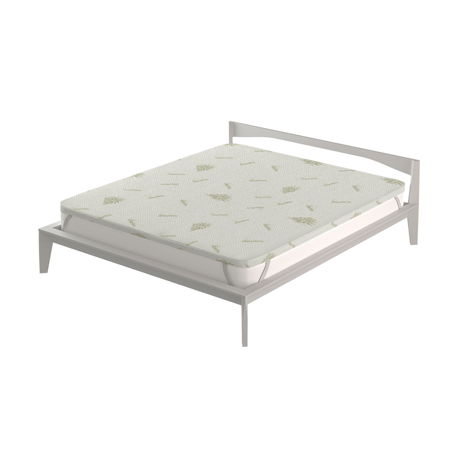 Topper 1 Piazza e Mezza 120x190 cm Memory Sfoderabile Fodera Aloe con Elastici in Poliestere Bianco...