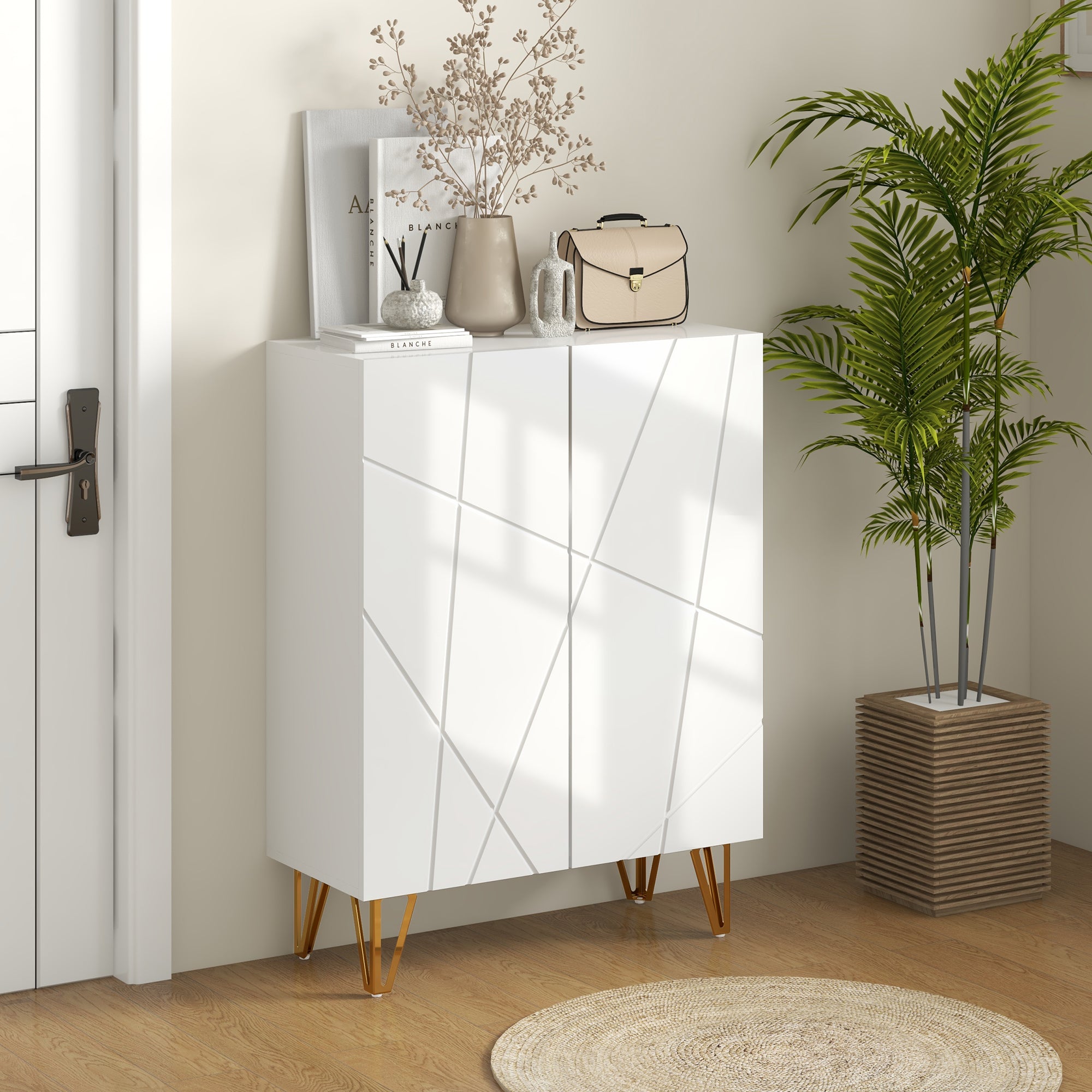 Scarpiera Moderna per 15-20 Paia di Scarpe 72x31,5x95 cm con Chiusura Ammortizzata Bianco...