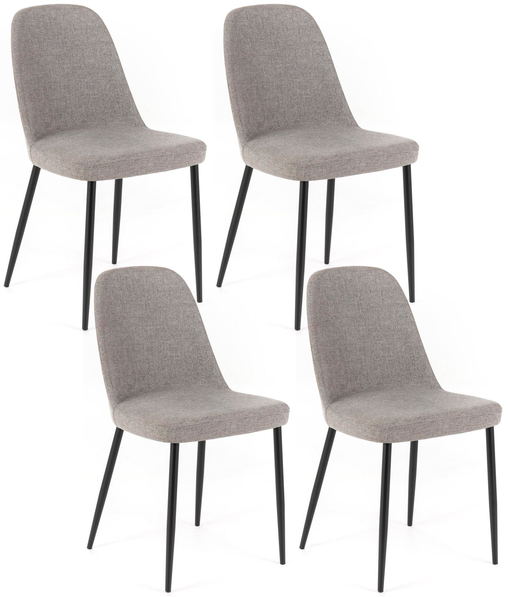 Image of Set 4 Sedie 55x46xH85 cm in Tessuto Tamara Grigio Chiaro