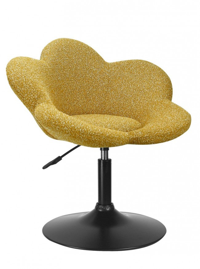 Set 2 Poltroncine da Soggiorno 69x55x69/81 cm in Schiuma Poliuretanica Fleur Nero-Senape...