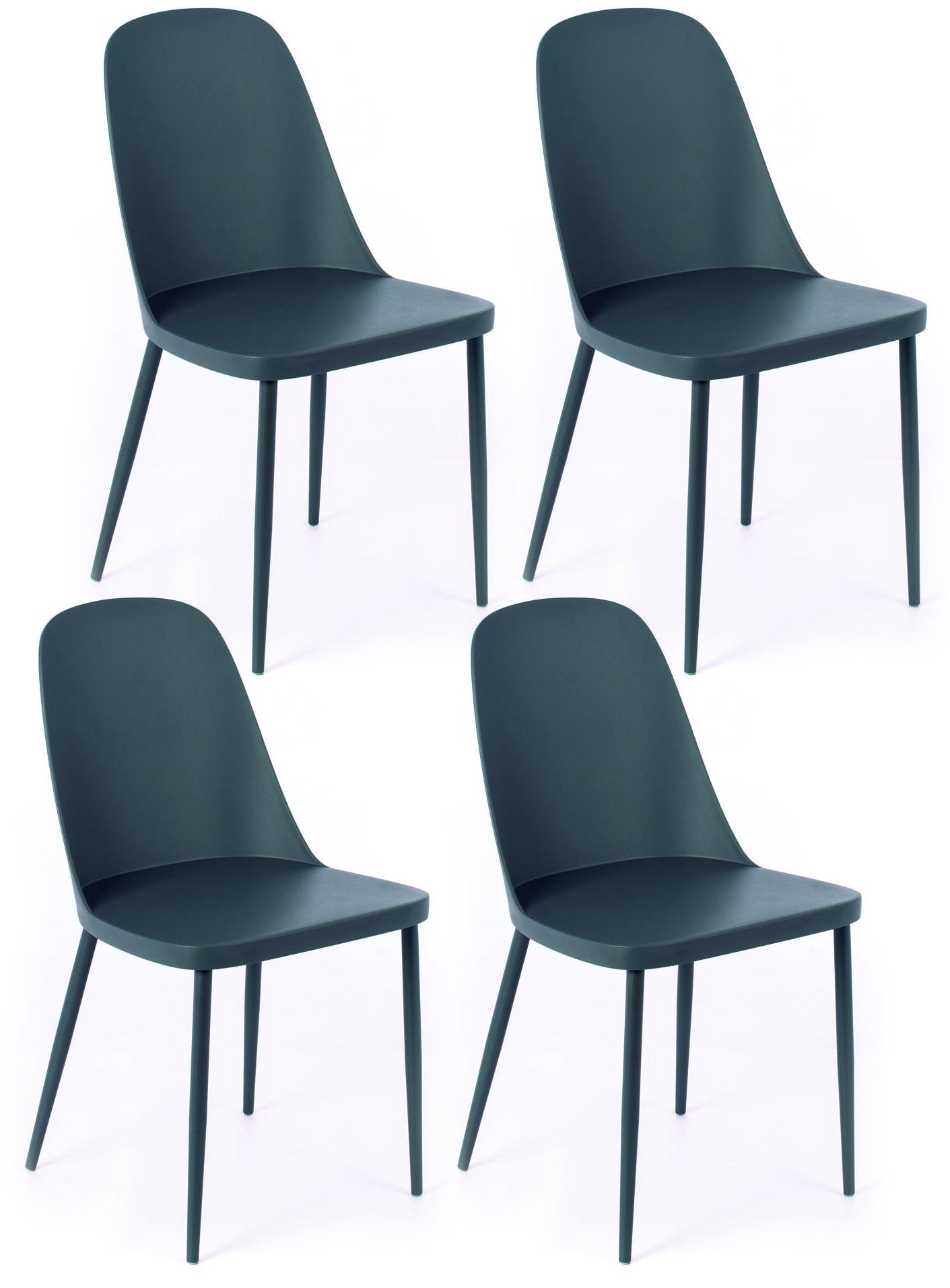 Image of Set 4 Sedie 46x55xH80 cm in Polipropilene Tamara Grigio Scuro
