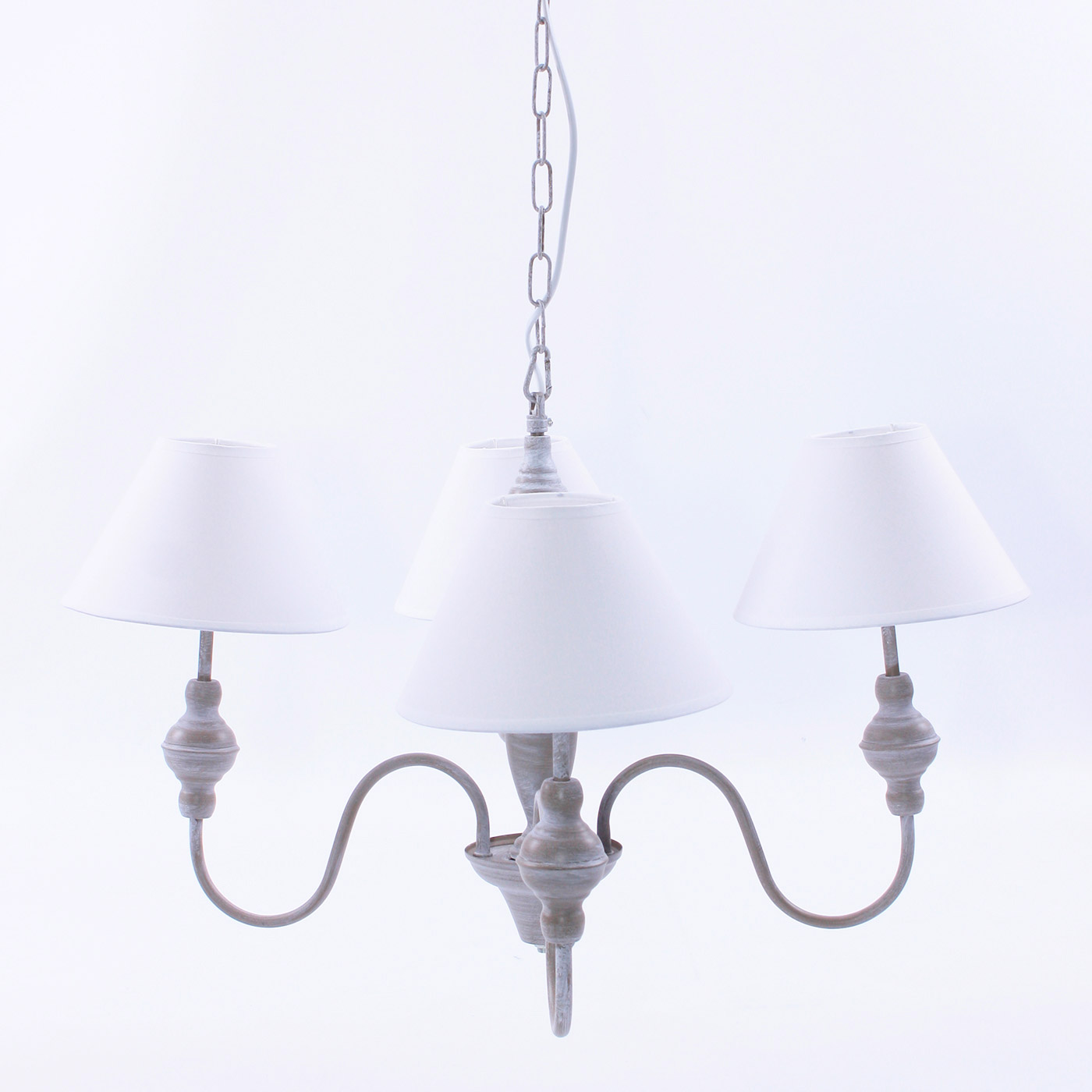 Lampadario a Sospensione Ø56 in MDF Design Shabby Bianco