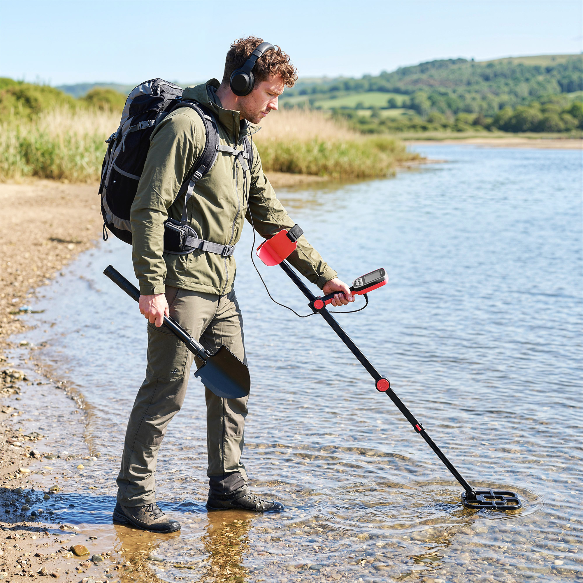 Metal Detector per Adulti 139x26x30 cm 4 Modalità Bobina IP68 Impermeabile Display LCD Nero...