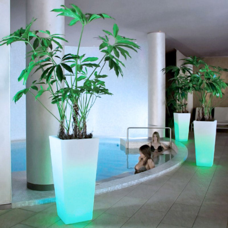Vaso Luminoso da Giardino a LED 38x38x80 cm in Resina 5W Cedar Multicolore...