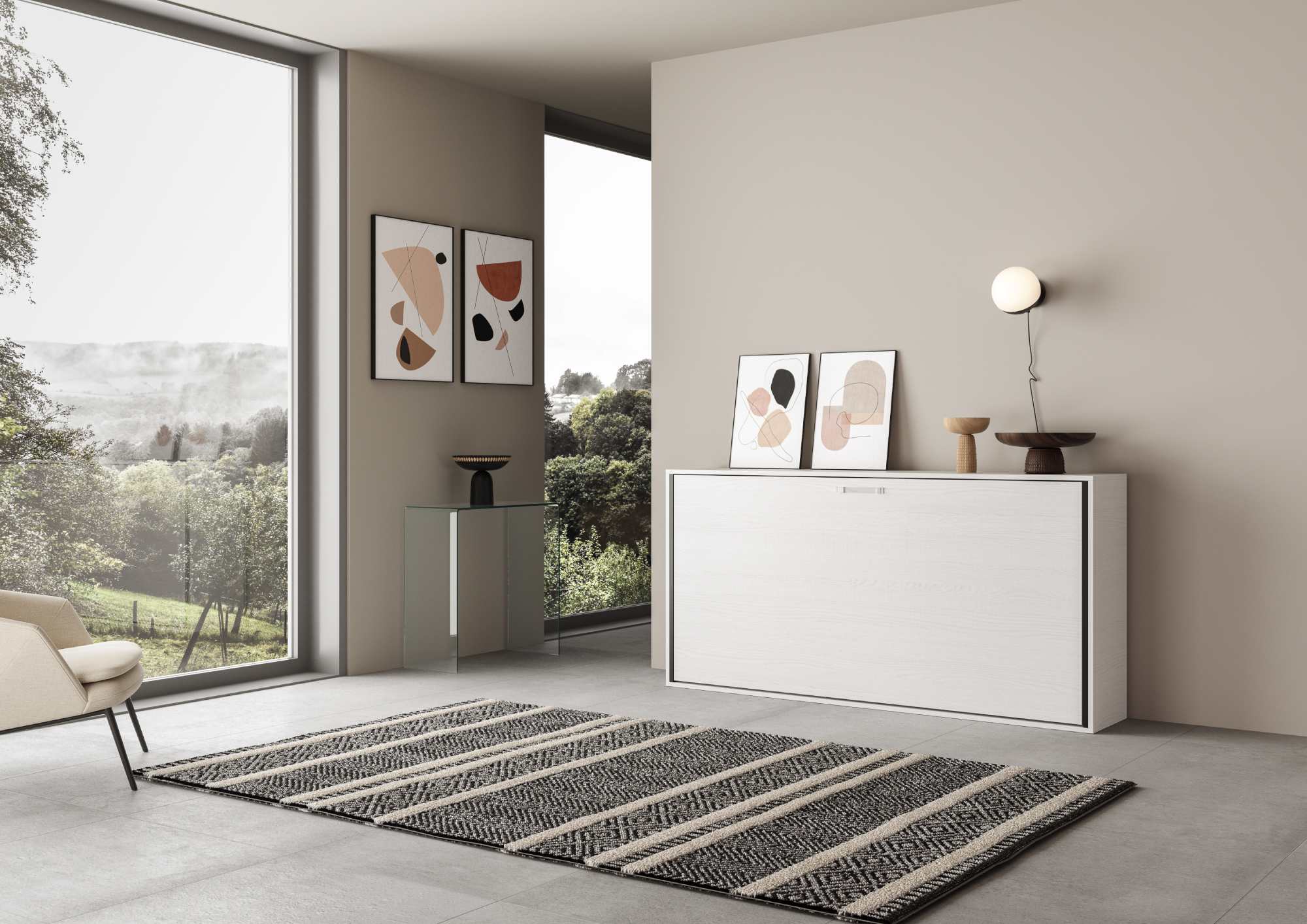 Letto Singolo a Scomparsa Salvaspazio Orizzontale Kando H97 cm Bianco...
