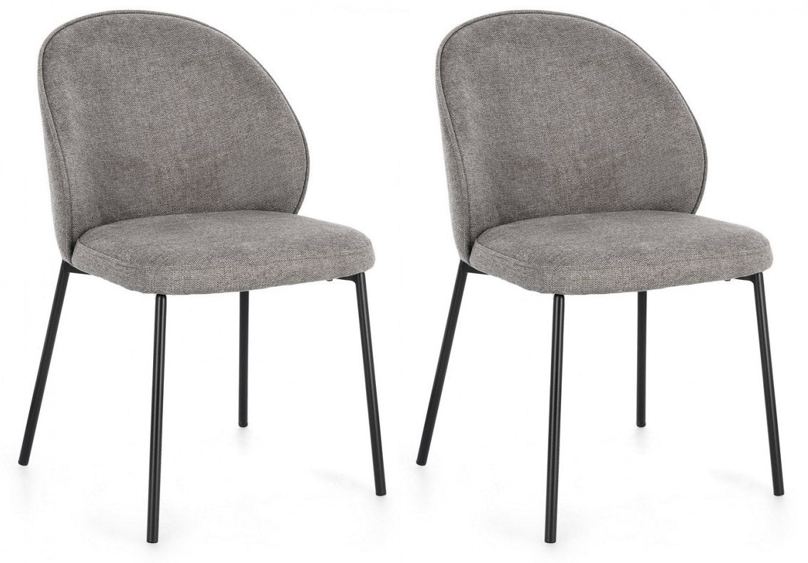 Image of Set 2 Sedie 54x60x83 cm Wendy in Tessuto Nero e Grigio Scuro