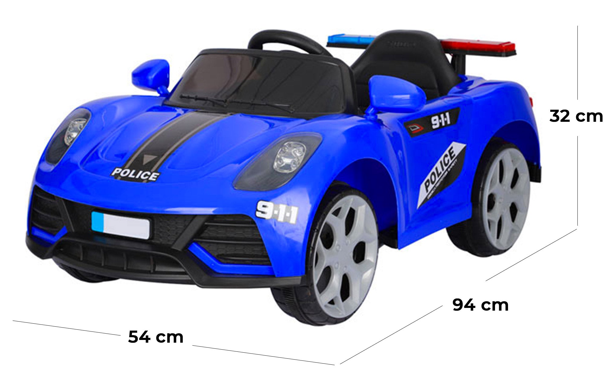 Macchina Elettrica della Polizia per Bambini 6V Police Blu...