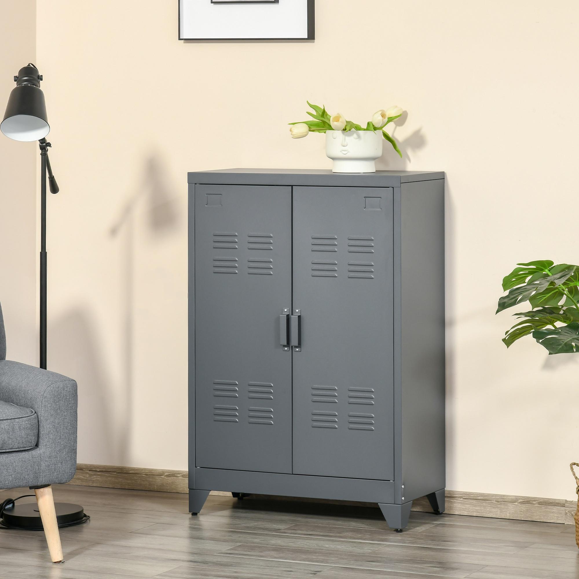 Armadietto Metallico Multiluso 75x33x110 cm 2 Ante Grigio...