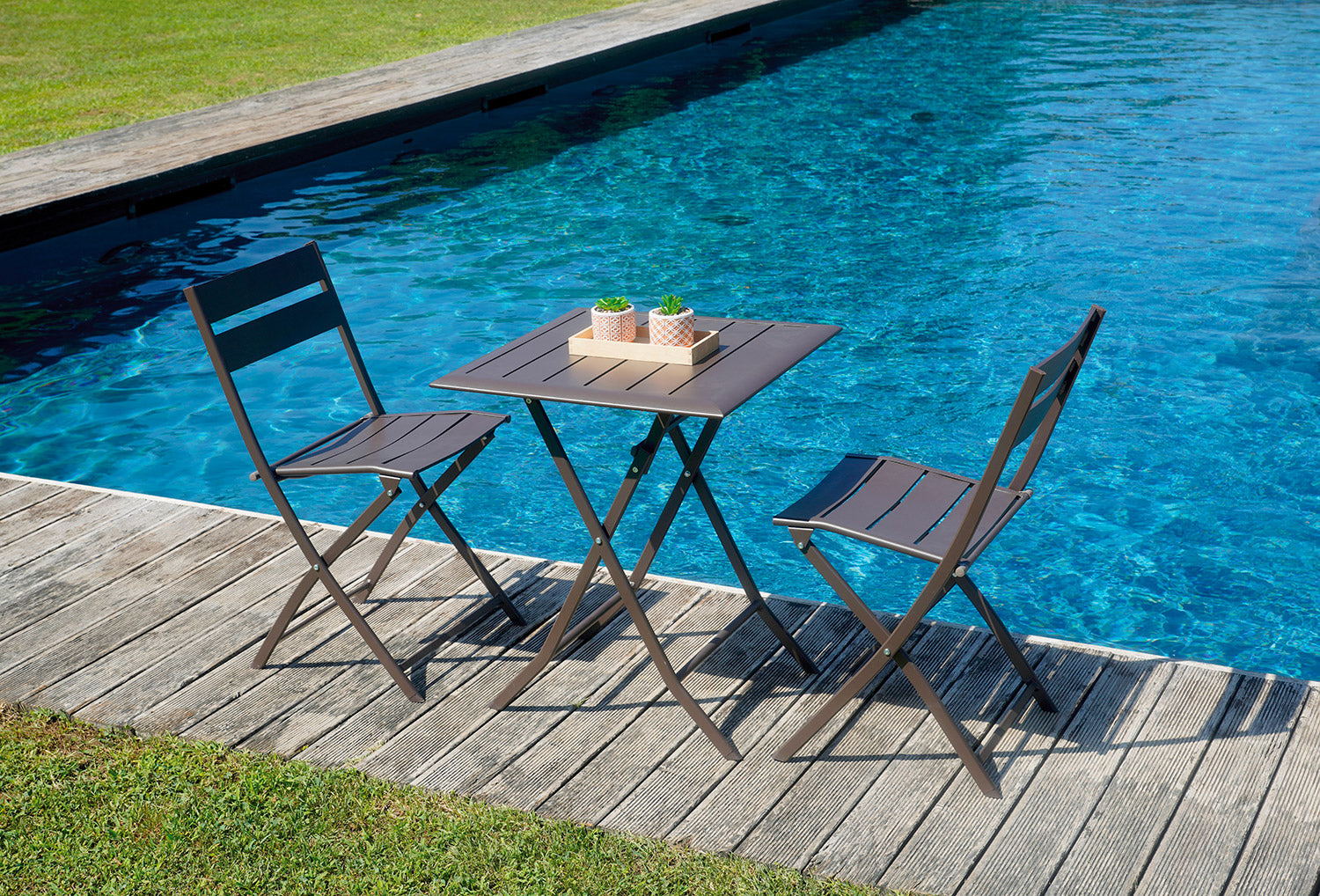 Tavolo Pieghevole da Giardino 60x60x72 cm Lucca in Alluminio Chocolate...