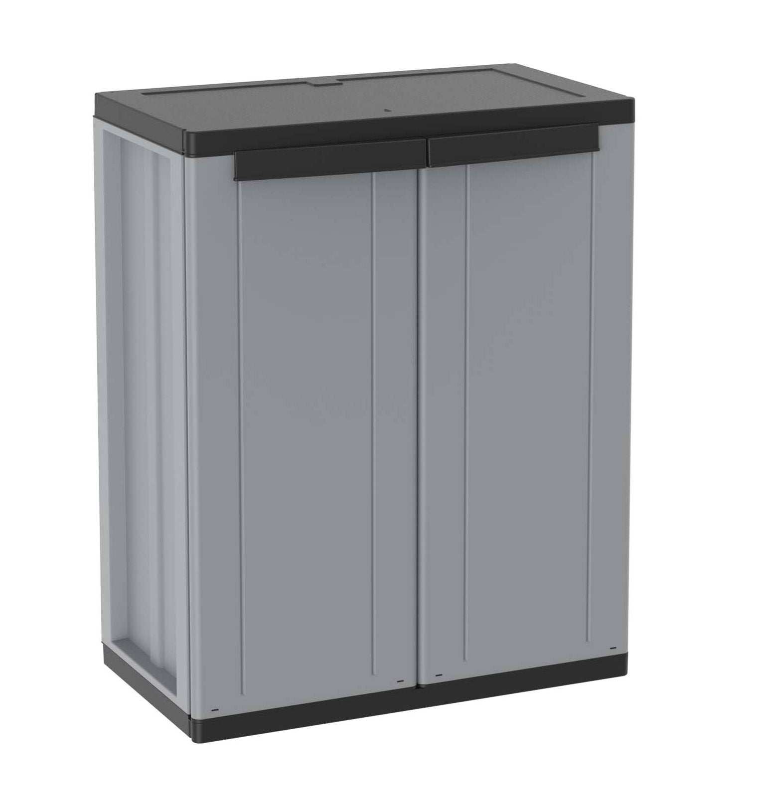 Armadio Modulare da Esterno 68x37,5x85 cm 2 Ante 1 Ripiano in Polipropilene Jline Grigio e Nero...