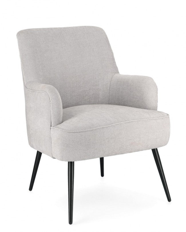 Image of Poltrona Soggiorno 60x67x79 cm Adeline in Tessuto Grigio Chiaro