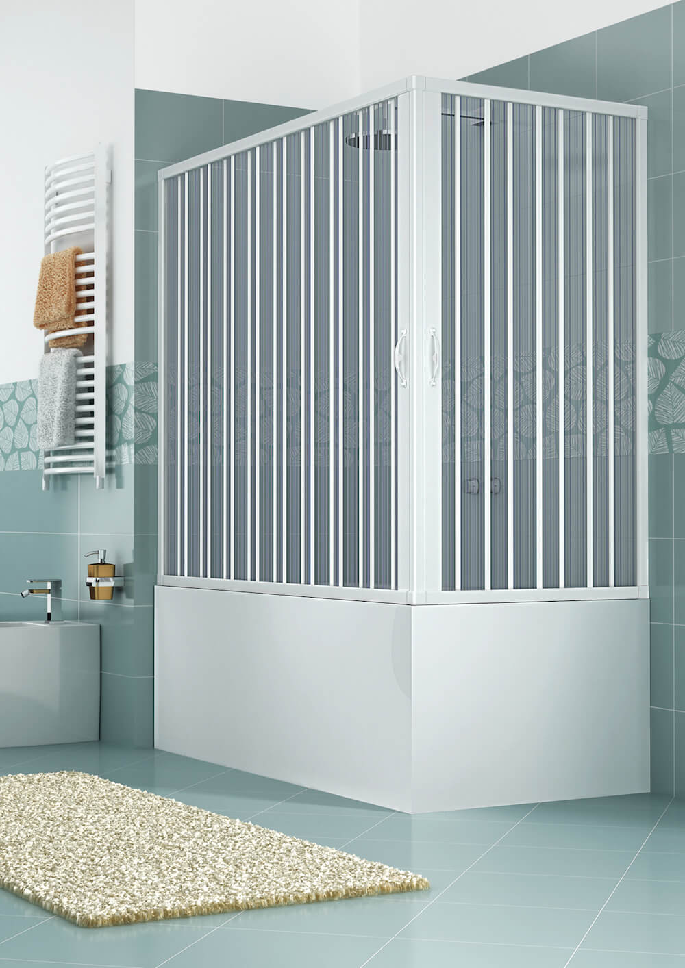 Sopravasca Angolare 70x150 cm 2 Ante a Soffietto in PVC H150 Caldoni Komet Bianco...