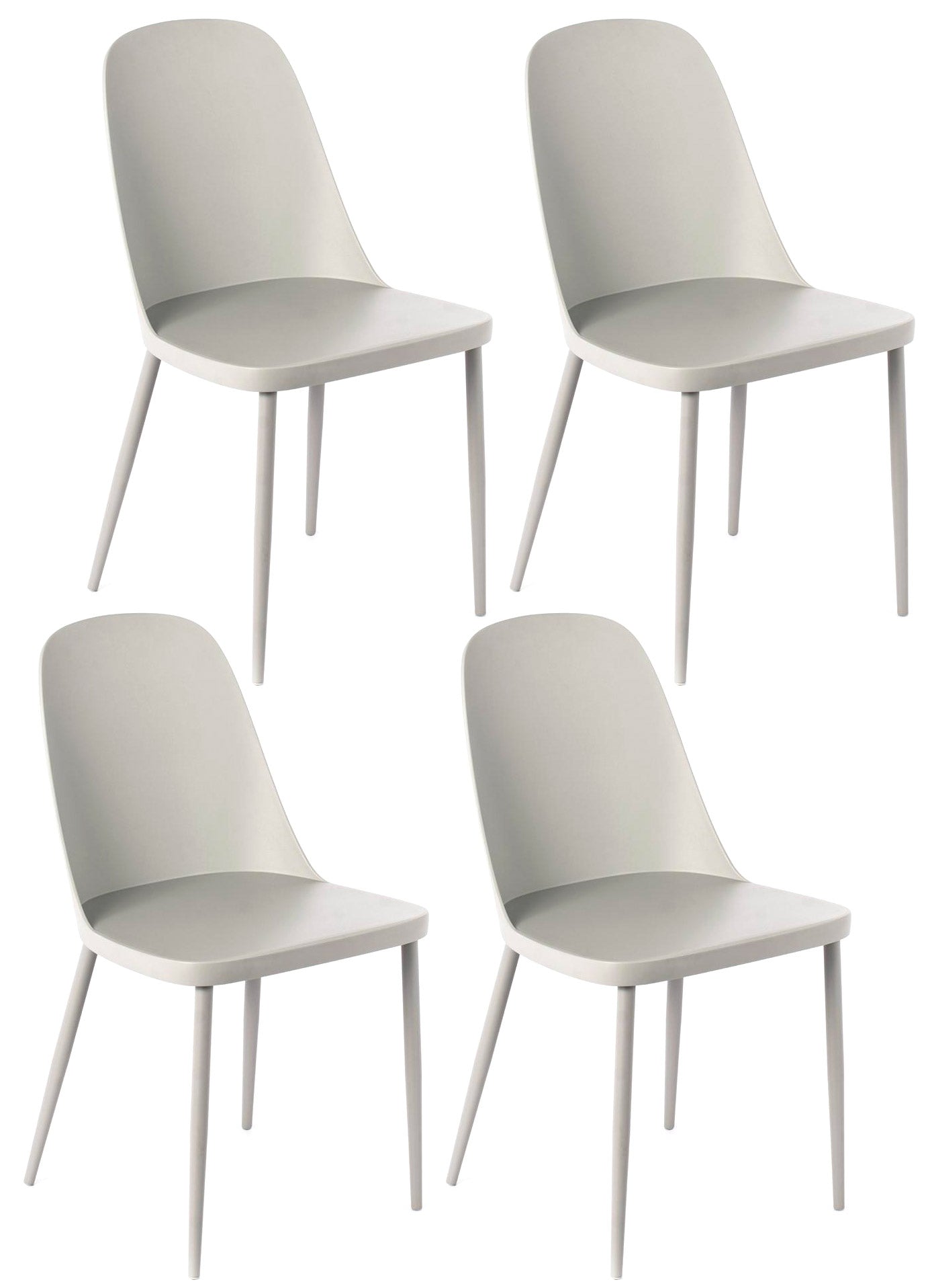 Image of Set 4 Sedie 46x55xH80 cm in Polipropilene Tamara Grigio Chiaro