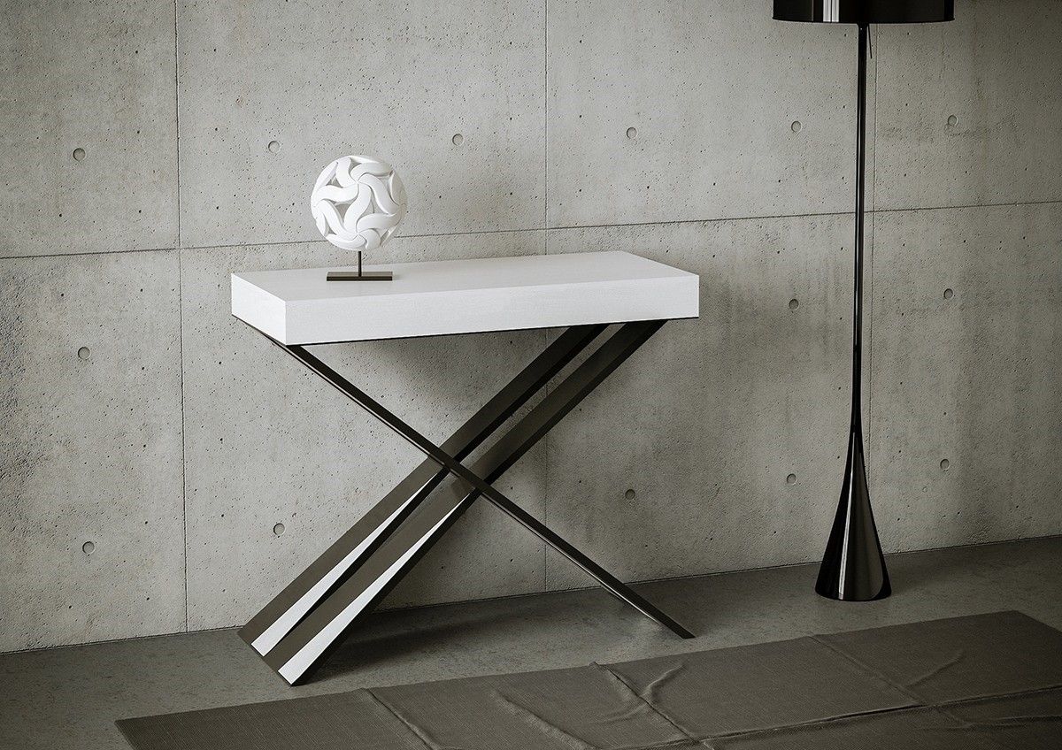 Consolle Allungabile 90-196x40x77 cm in Nobilitato Bianco...