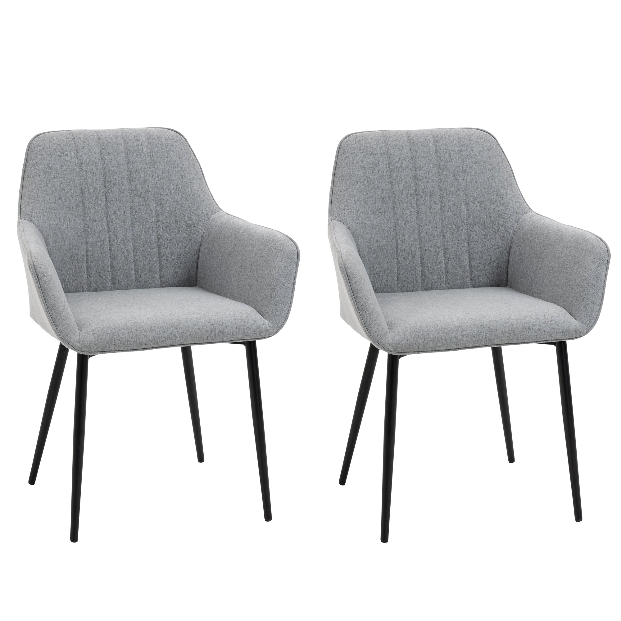 Image of Set 2 Sedie Imbottite 59,5x56,5x81 cm in Lino Grigio Chiaro