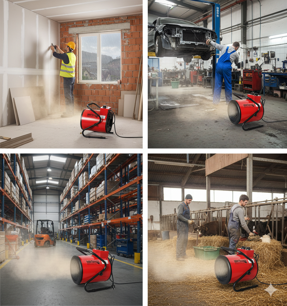 Generatore di Aria Calda 3000W Riscaldatore Elettrico Industriale Rosso...