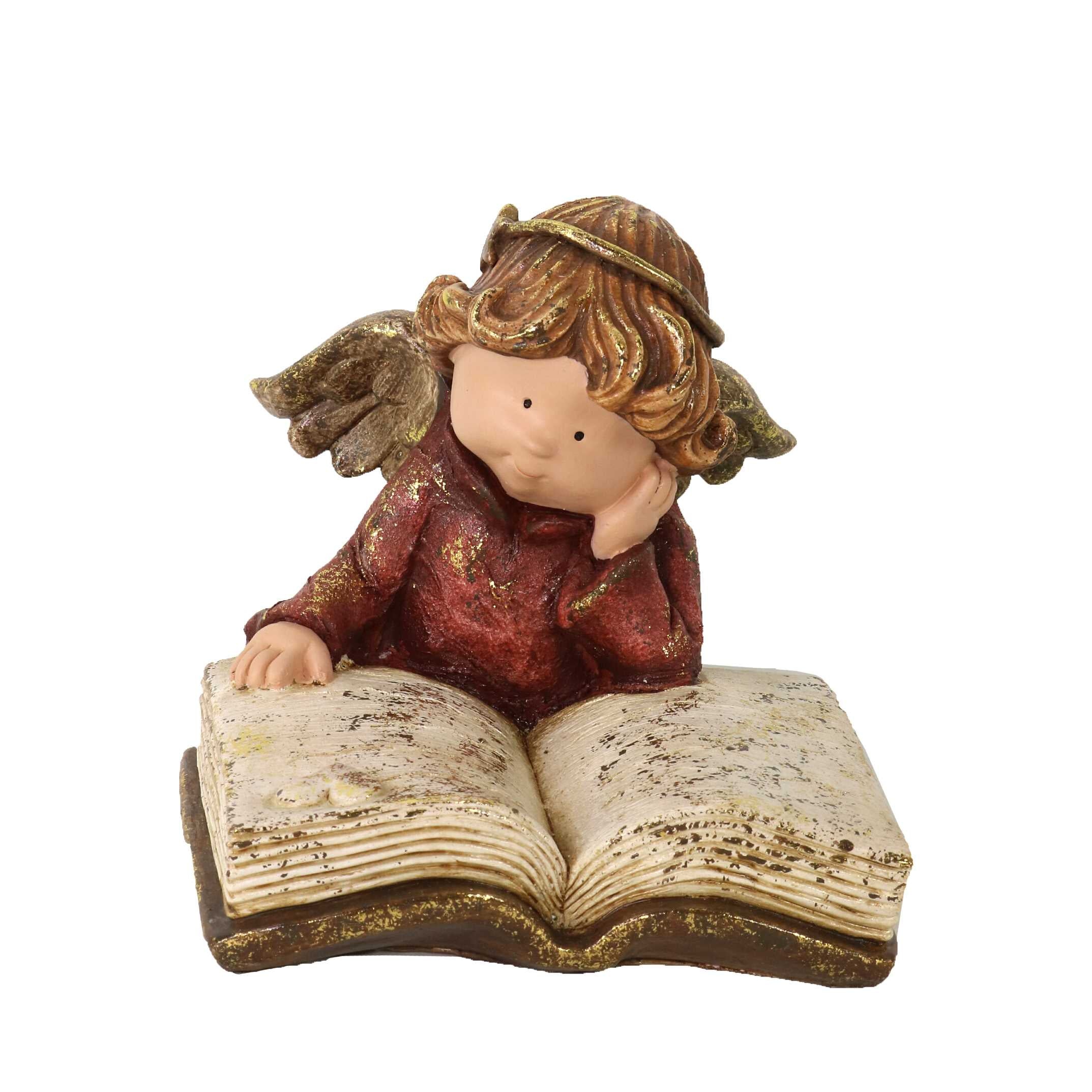 Image of Angelo in Resina con libro oro cm 19x17xh15,5