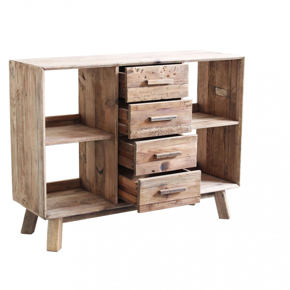 Credenza Adam 120x40x90 h cm in Pino riciclato Marrone...