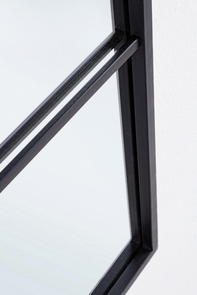 Specchio con Cornice Window Nucleos Nero in Metallo...