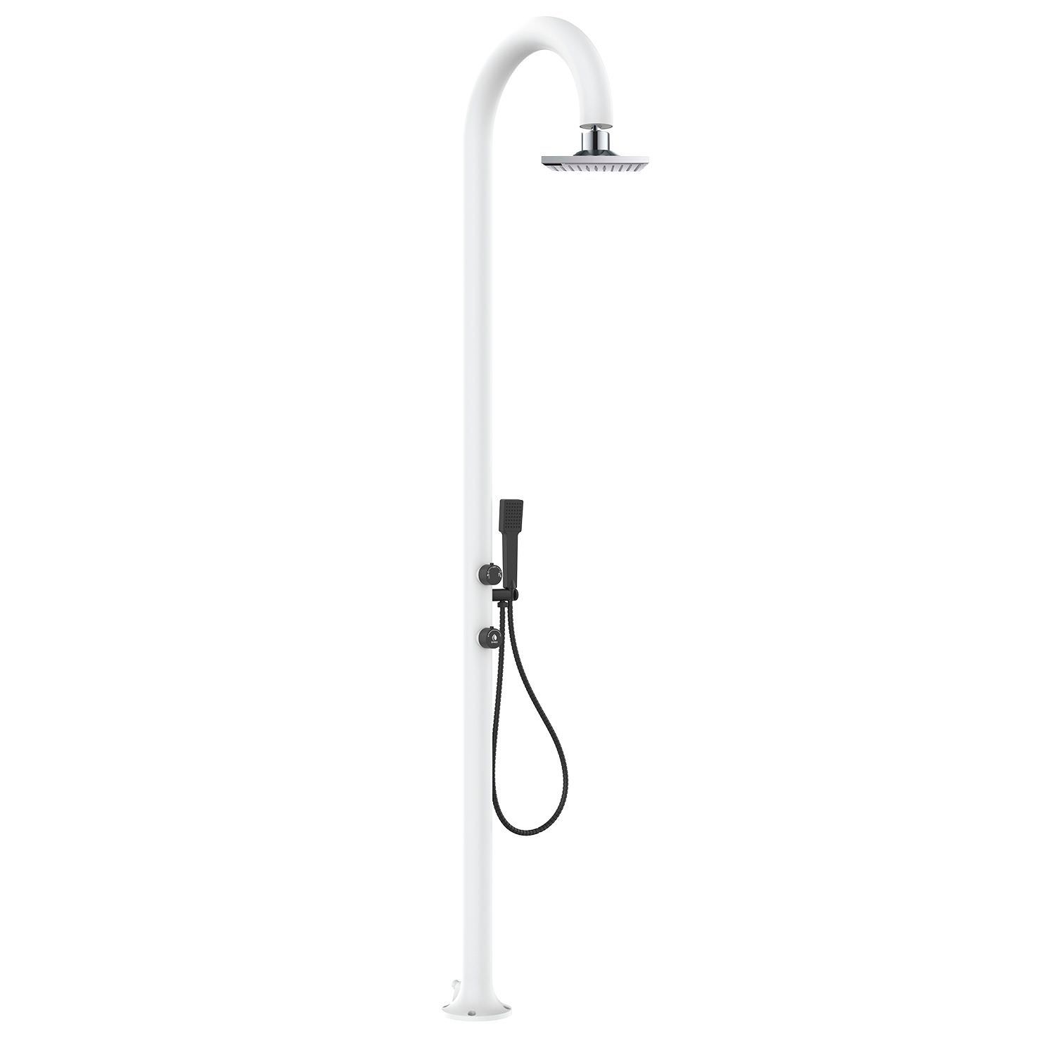 Doccia da Giardino in Alluminio Soffione I-switch Quadrato con Termometro LCD Sined Luna Alu D Bianco