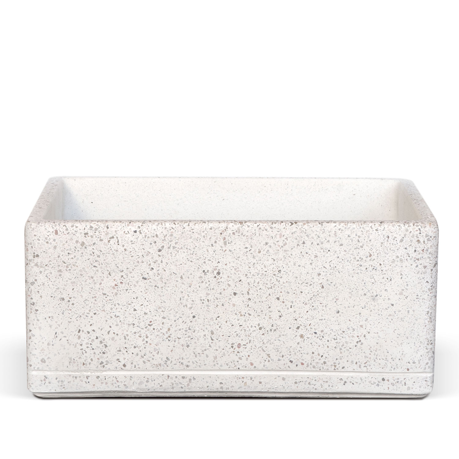 Lavello da Giardino Senza Rubinetto 45x30x20 cm in Cemento e Granulati di Marmo Rodi-TZ Bianco Terrazzo
