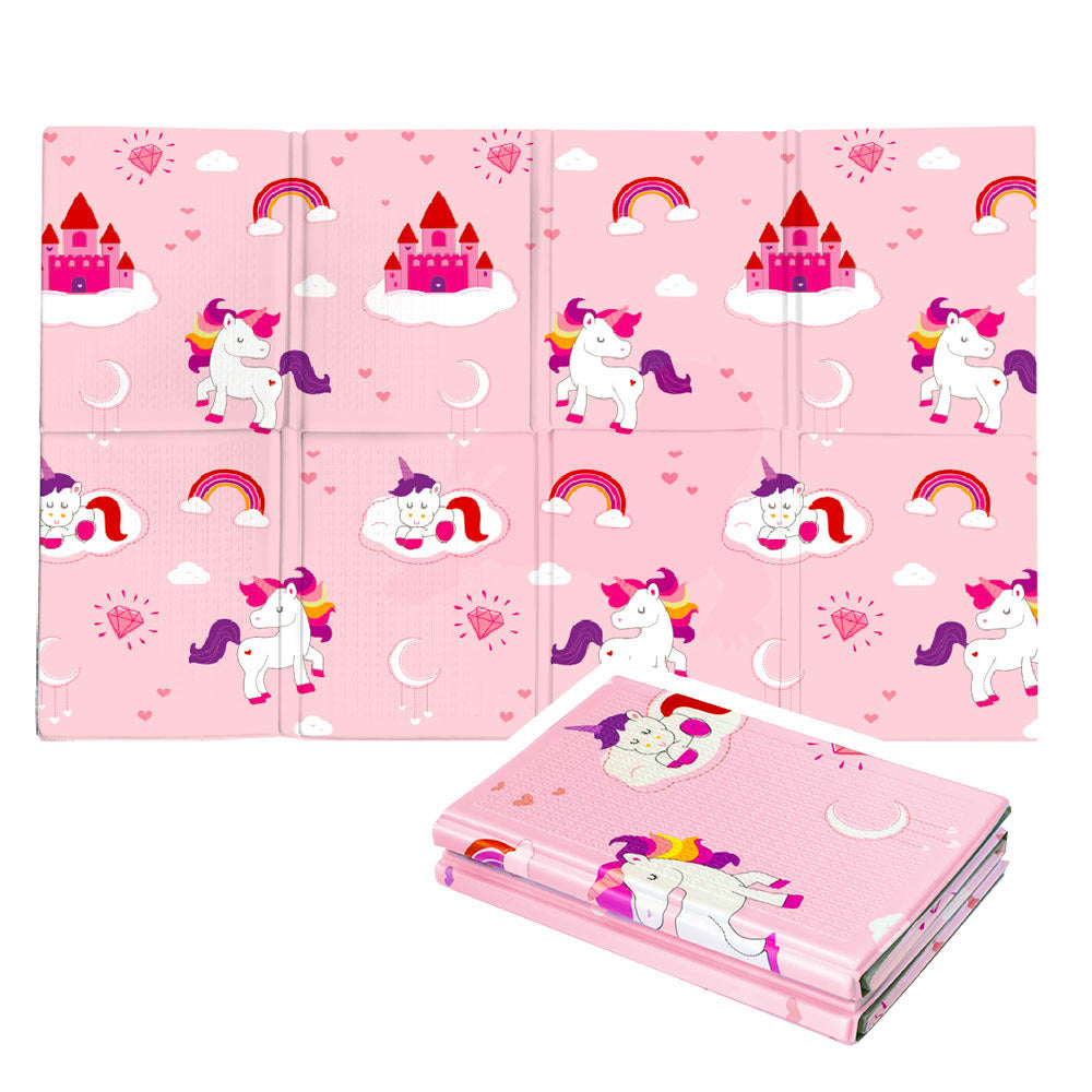 Tappeto Morbido per Bambini 120x90x0,8 cm Pieghevole Unicorni Multicolore...