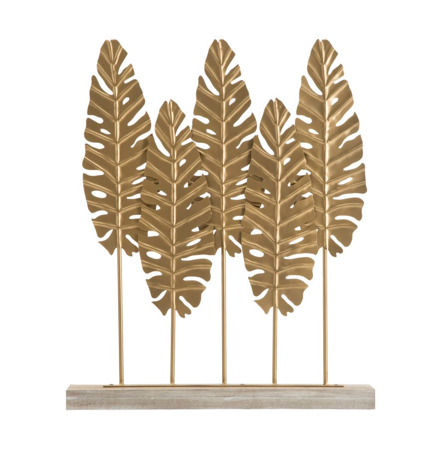 Image of Scultura Long Leaf 47x10x57,5 cm in Ferro e MDF Oro