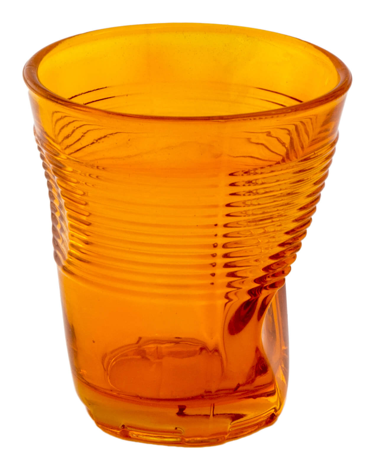 Set 6 Bicchieri Accartocciati 22 cl Ø8 cm in Vetro Pressato Kaleidos Arancioni...